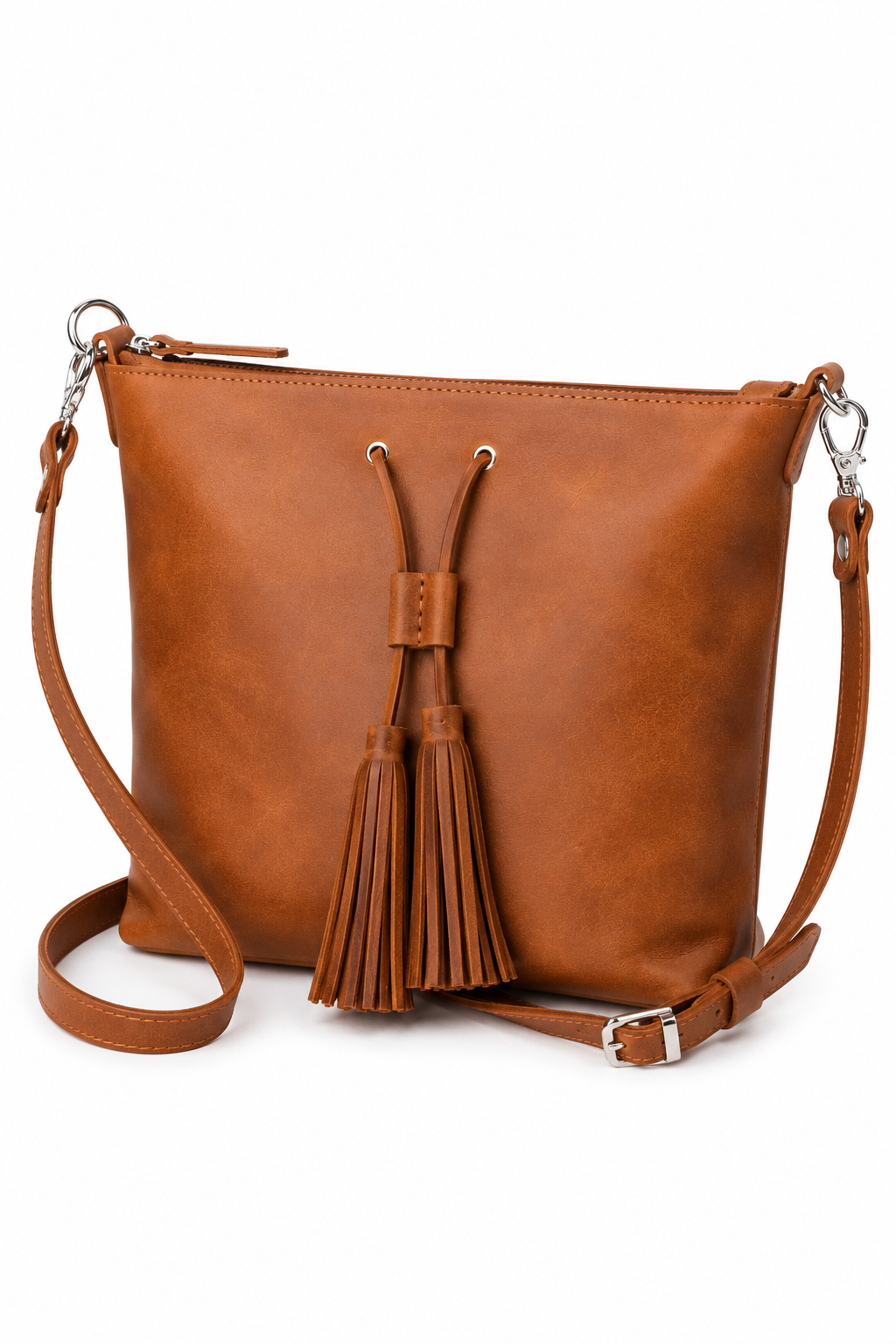 Handmade Full Grain Leather Crossbody Tote Bag | Tassel & Ring Handle | 10 Colours