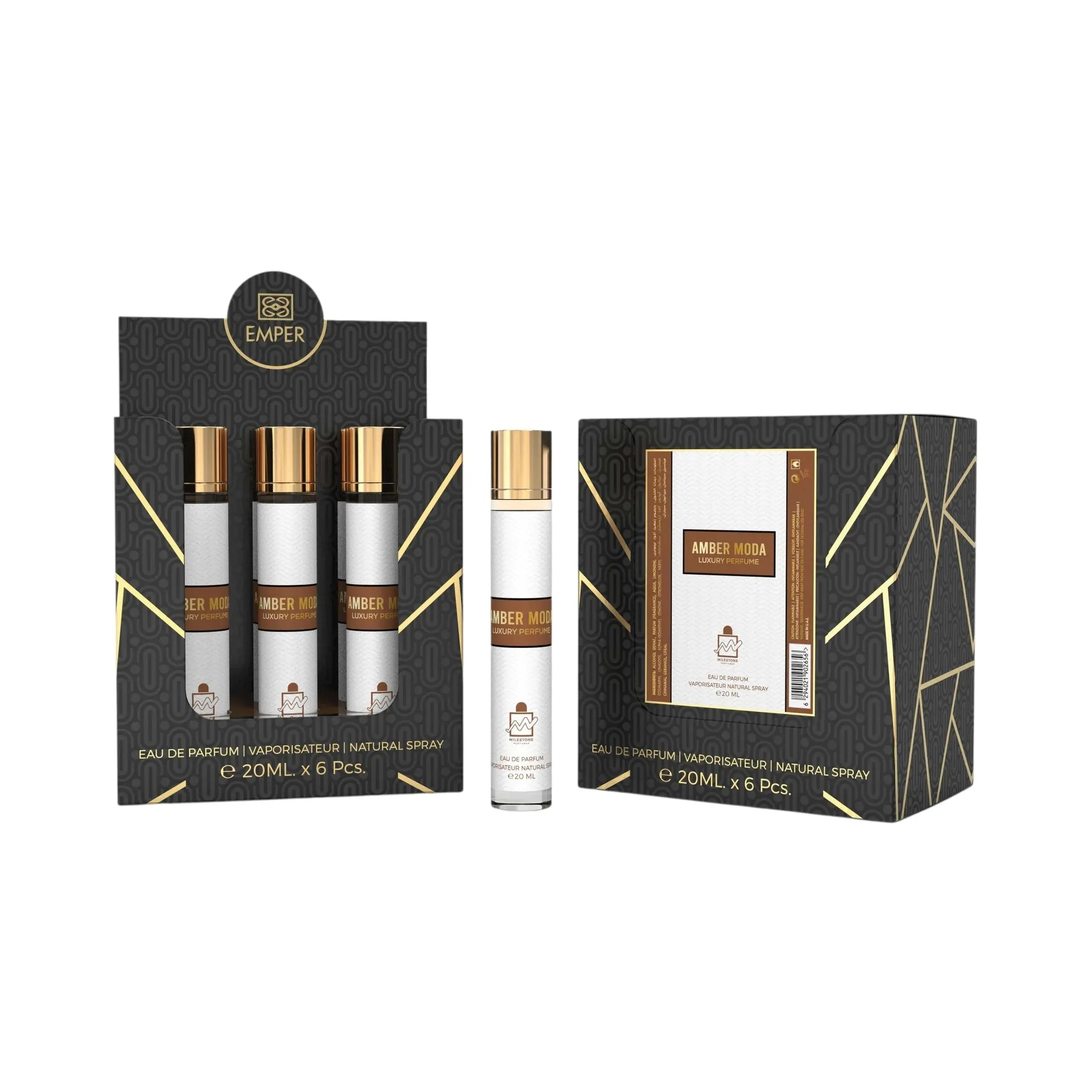 MILESTONE AMBER MODA Eau De Parfum 5x 20ml Plus 1 Free Tester - Ivory Luxe