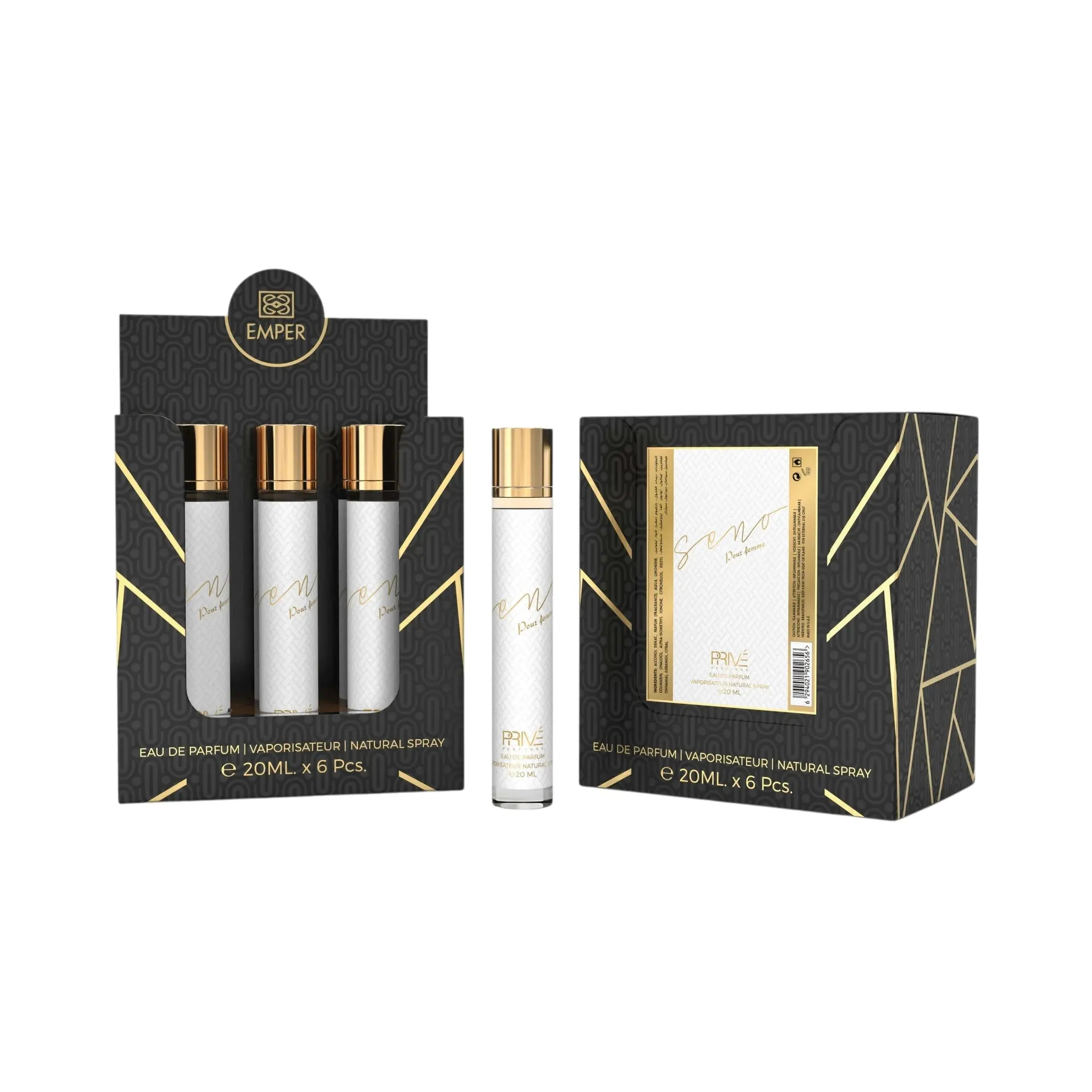 PRIVE SENO POUR FEMMA Eau De Parfum 23x 20ml Plus 1 Free Tester - Ivory Luxe