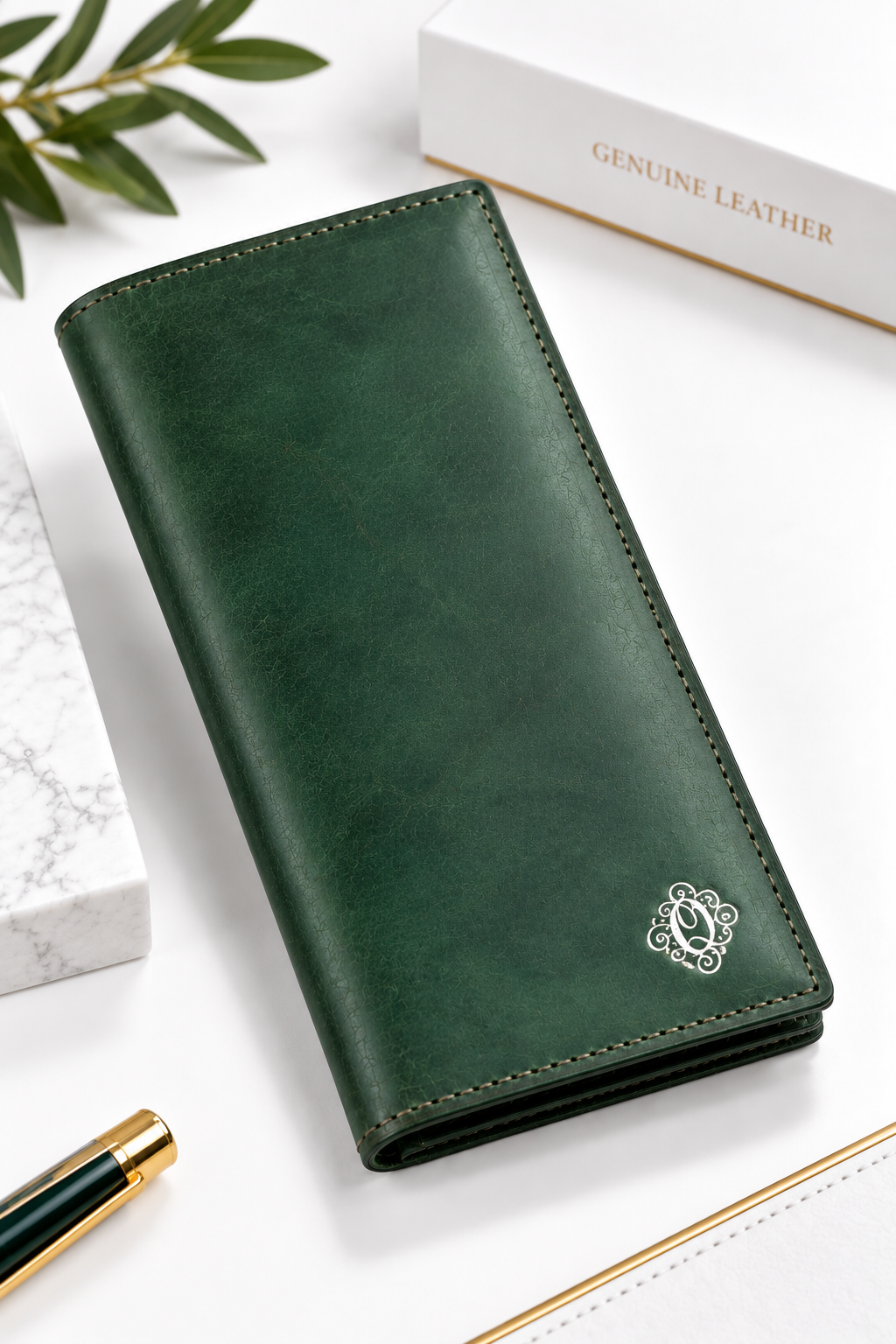 Handmade Full Grain Leather Women's Long Wallet with Zipper