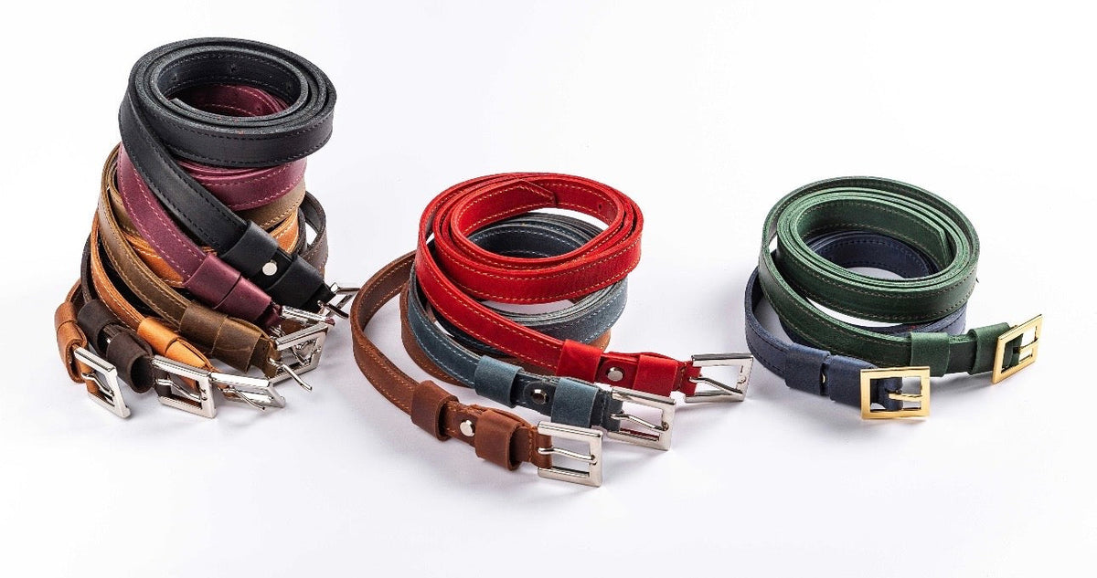 Handmade Women's Crazy Horse Leather Belt | Full Grain Leather with Metal Buckle