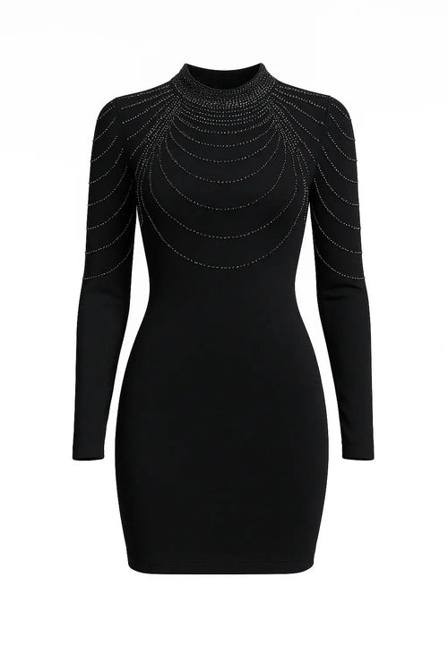 Chain Embellished BodyCon Dress - Ivory Luxe