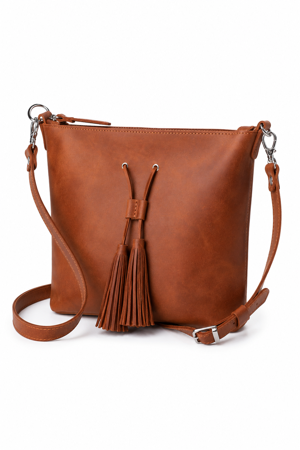 Handmade Full Grain Leather Crossbody Tote Bag | Tassel & Ring Handle | 10 Colours