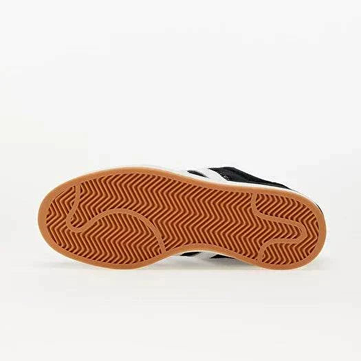 Adidas Campus Shoes with gum sole and black suede upper featuring classic 3-Stripes design