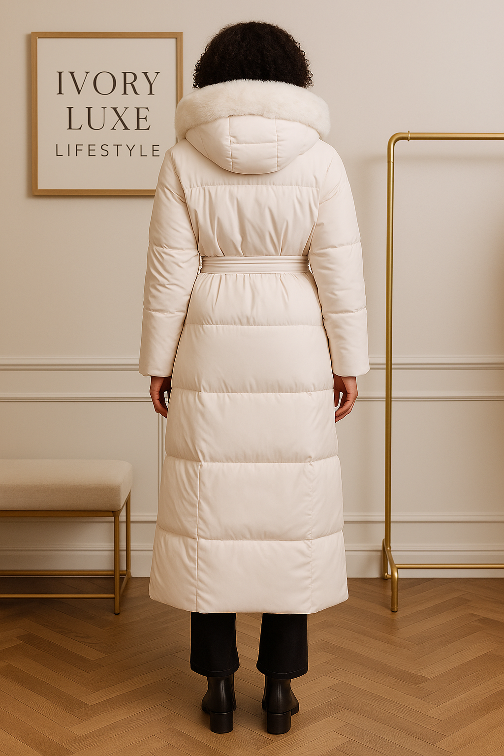 Puffer Coat with Fur Hood