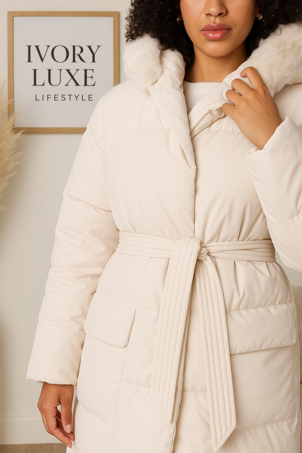 Puffer Coat with Fur Hood