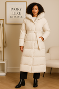 Puffer Coat with Fur Hood