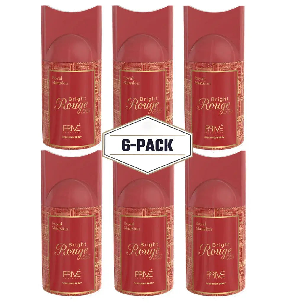 PRIVE Perfume Bright Rouge 555 Deodorant 250ml 6x PACK - Ivory Luxe