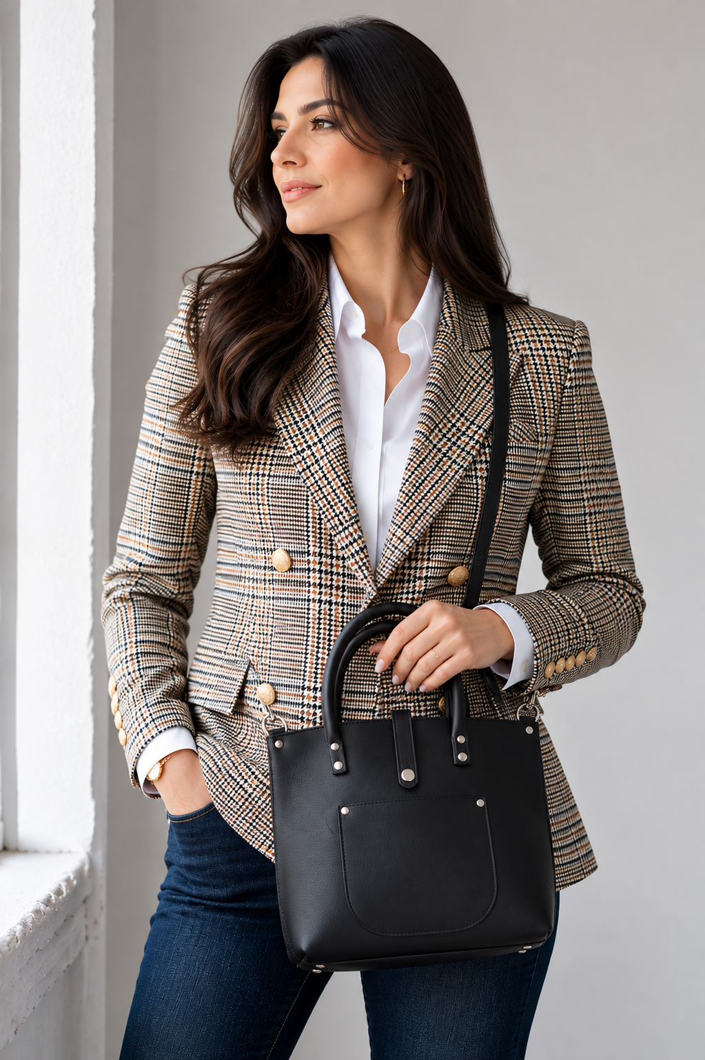 Mini Full Grain Leather Tote Crossbody Bag – Handmade Adjustable Strap