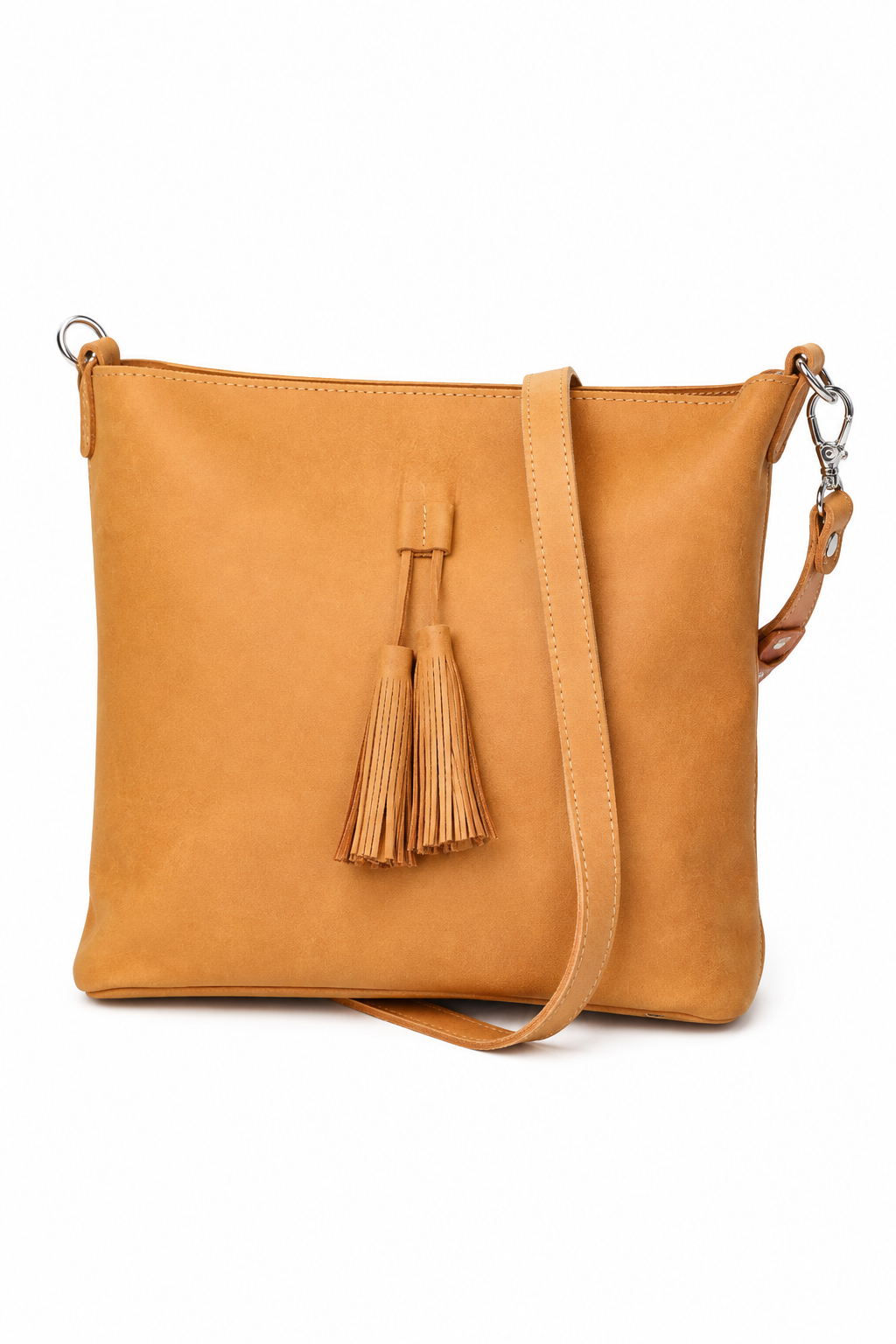 Handmade Full Grain Leather Crossbody Tote Bag | Tassel & Ring Handle | 10 Colours