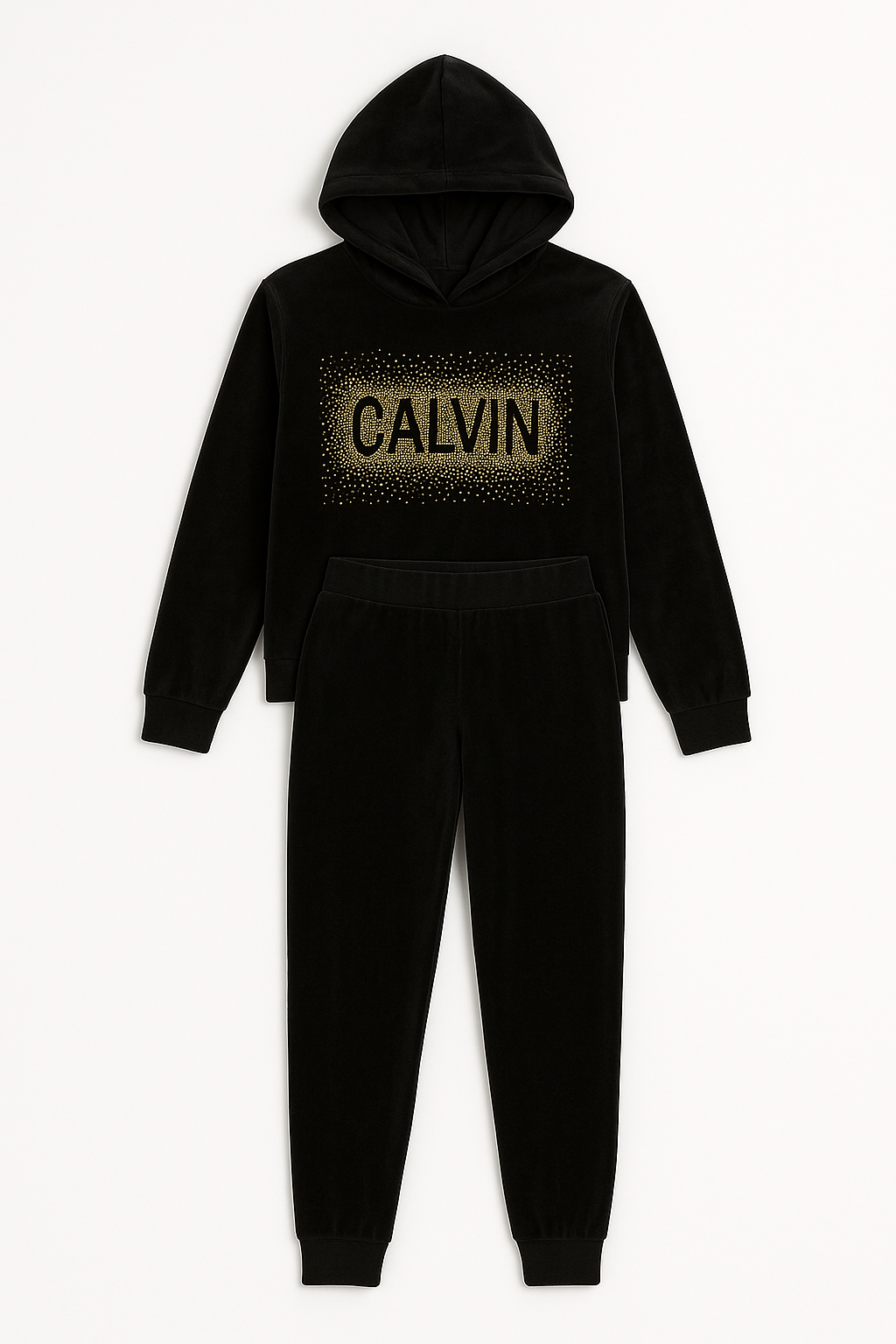 Black women's Velour tracksuit set with sequins