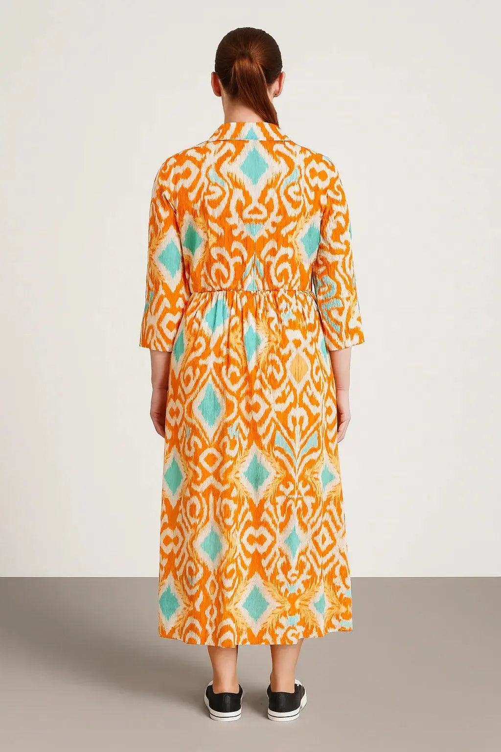 Italian Collar Button Maxi Dress - Ivory Luxe