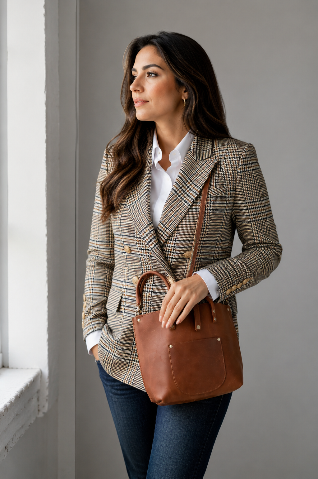 Mini Full Grain Leather Tote Crossbody Bag – Handmade Adjustable Strap