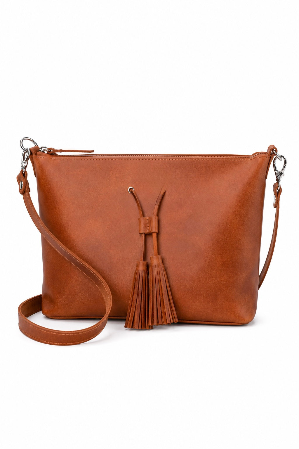 Handmade Full Grain Leather Crossbody Tote Bag | Tassel & Ring Handle | 10 Colours