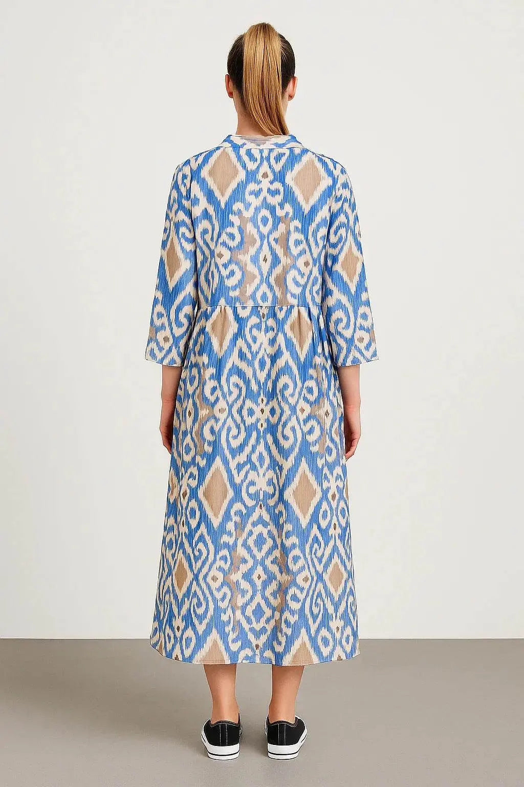 Italian Collar Button Maxi Dress - Ivory Luxe