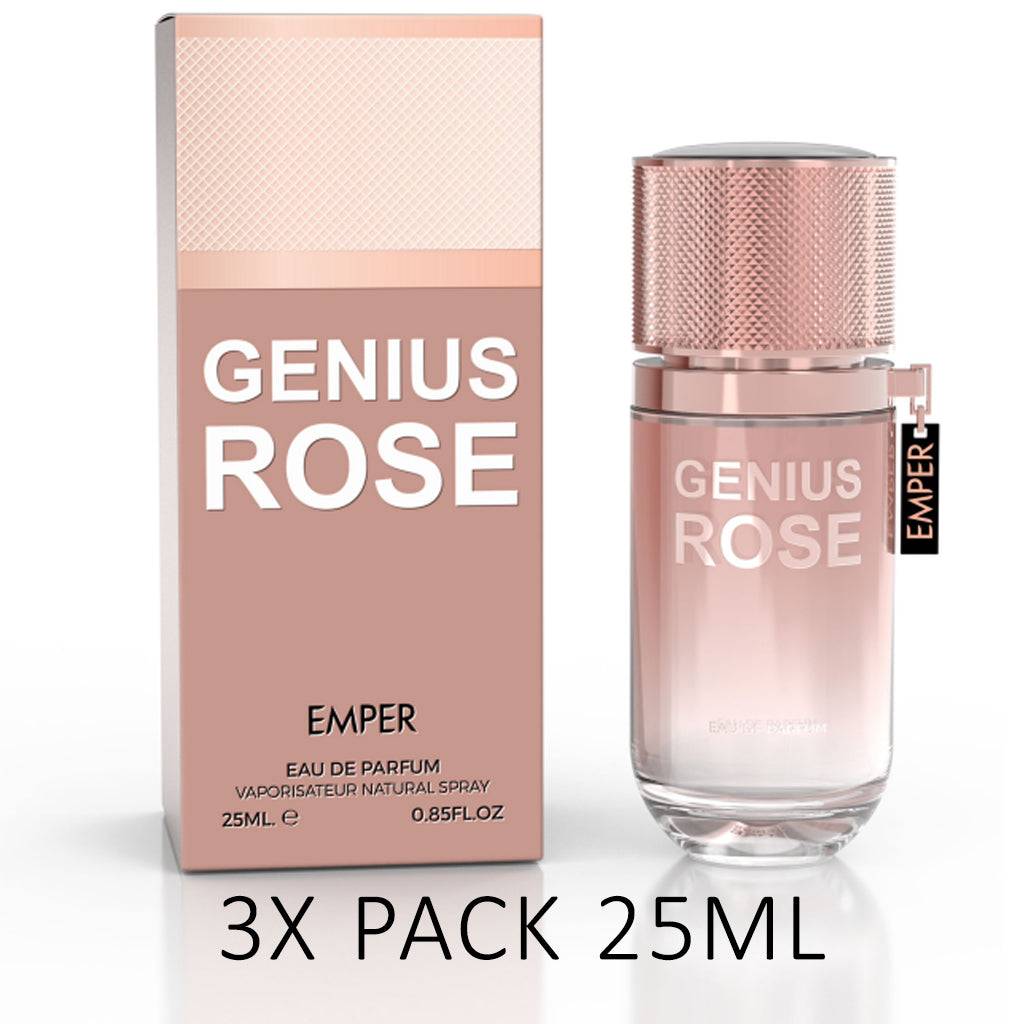 GENIUS ROSE  Eau De Parfum 25ml – 3-Pack by Emper