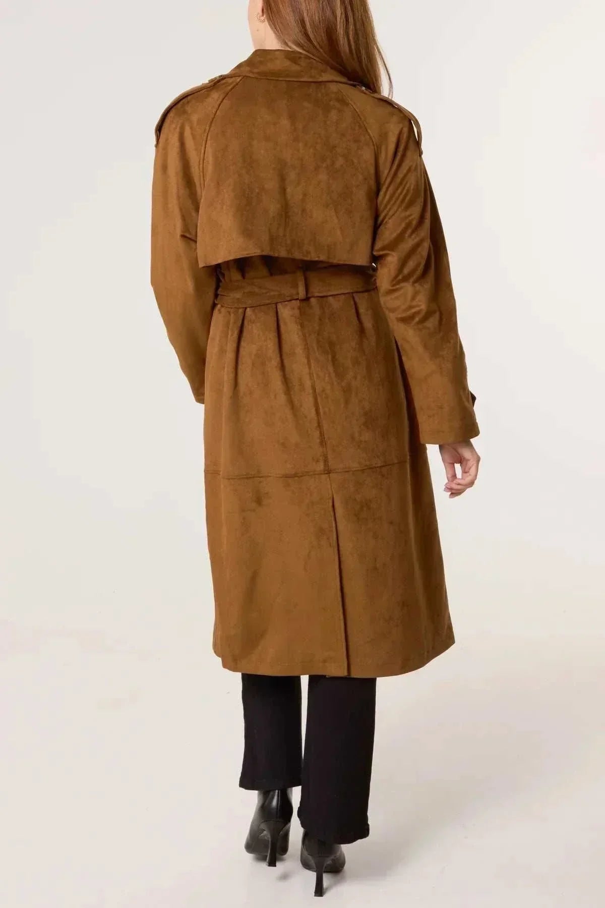 Suede trench coat womens