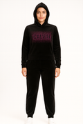 Black women's Velour tracksuit set with sequins