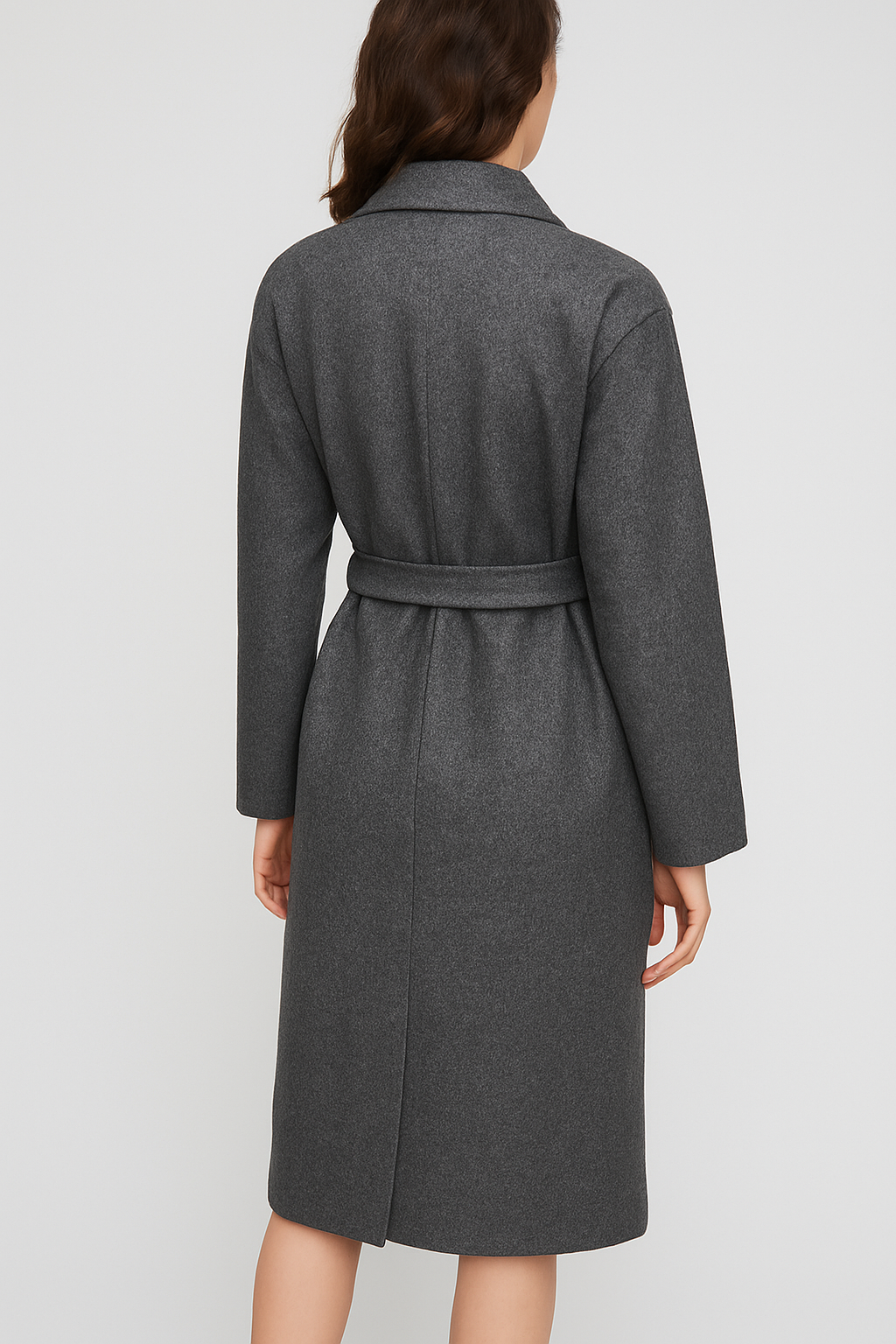 Charcoal Belted Wrap Coat