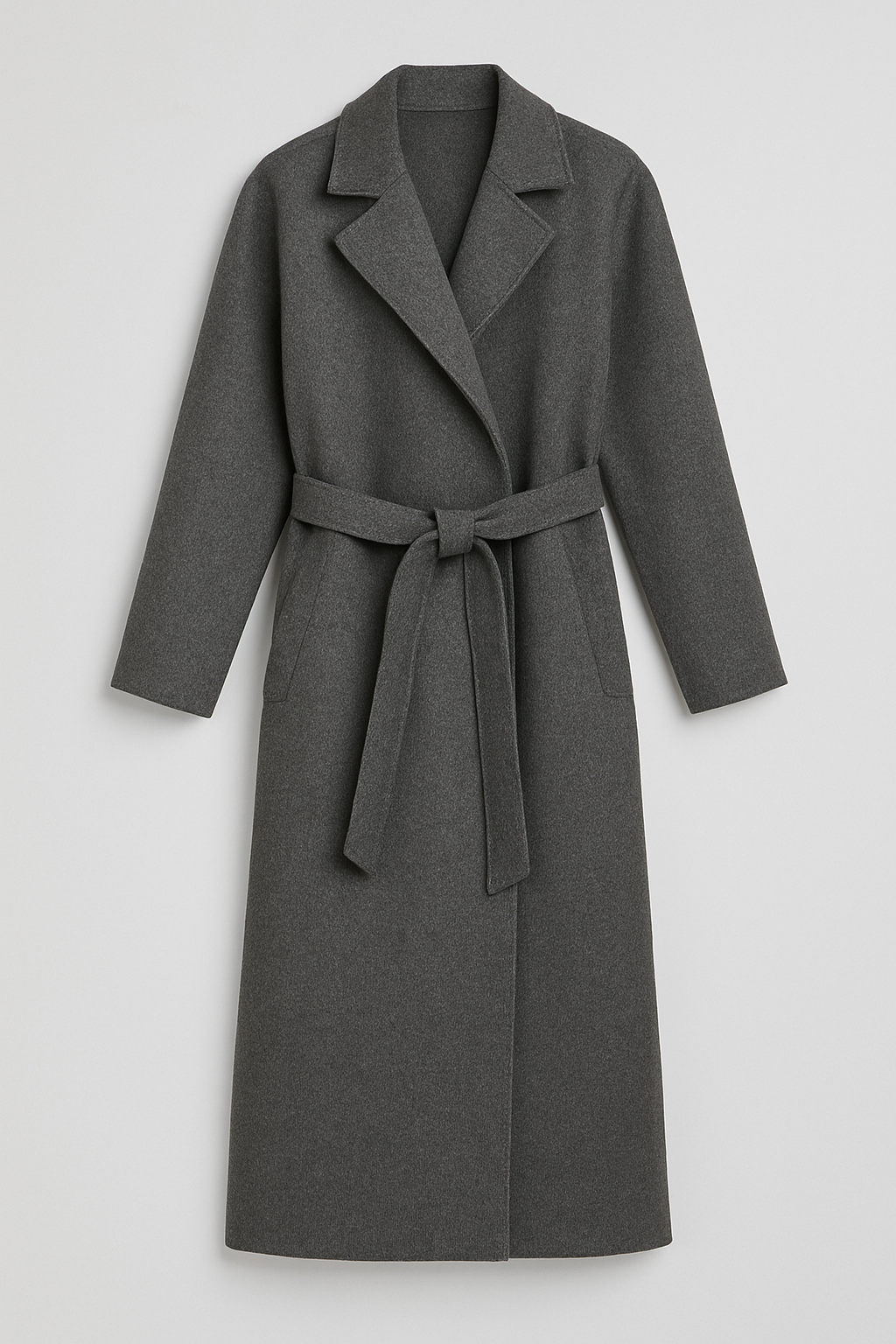 Charcoal Belted Wrap Coat