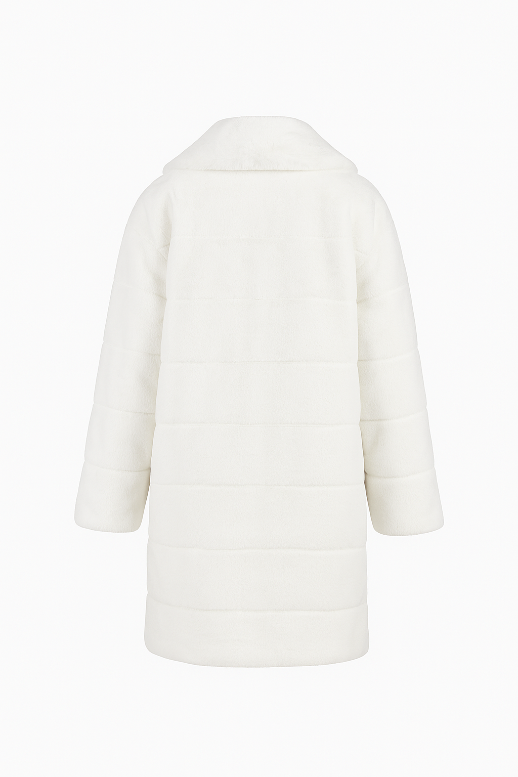 Hazel Extra Thick Faux Fur Coat in white with soft, plush texture and relaxed fit for warmth and style