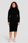High Neck Knitted Midi Dress