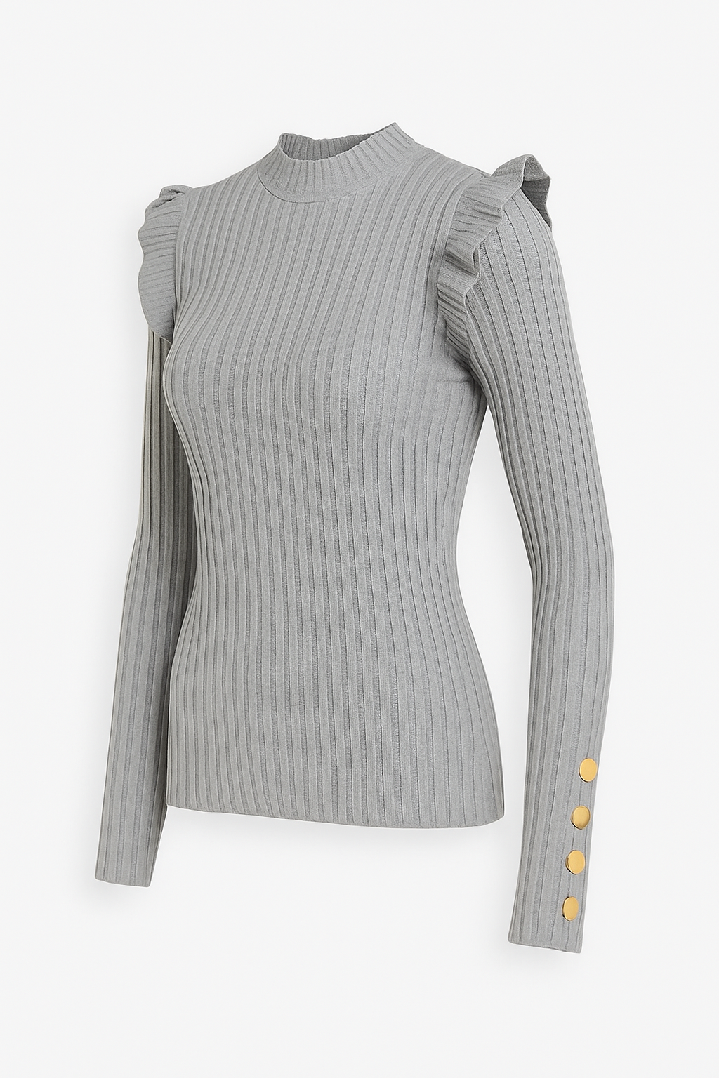 Gold Button Frill Sleeves Top