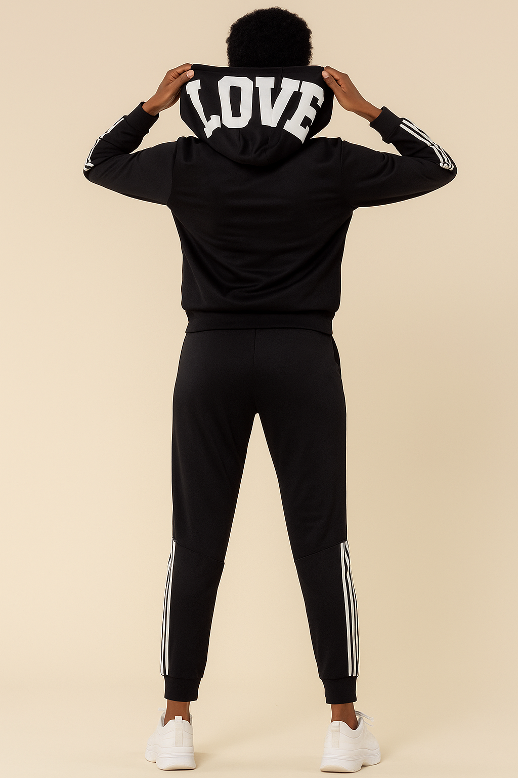 Love Black Hooded Tracksuit set