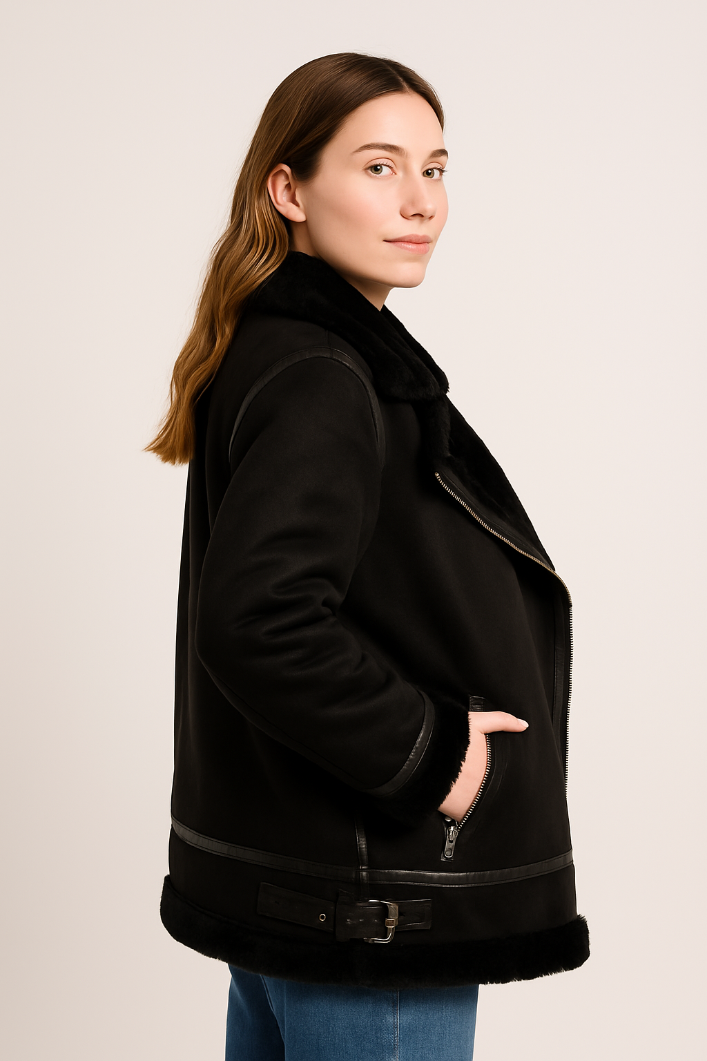 Suede Feel Aviator Women’s Jacket