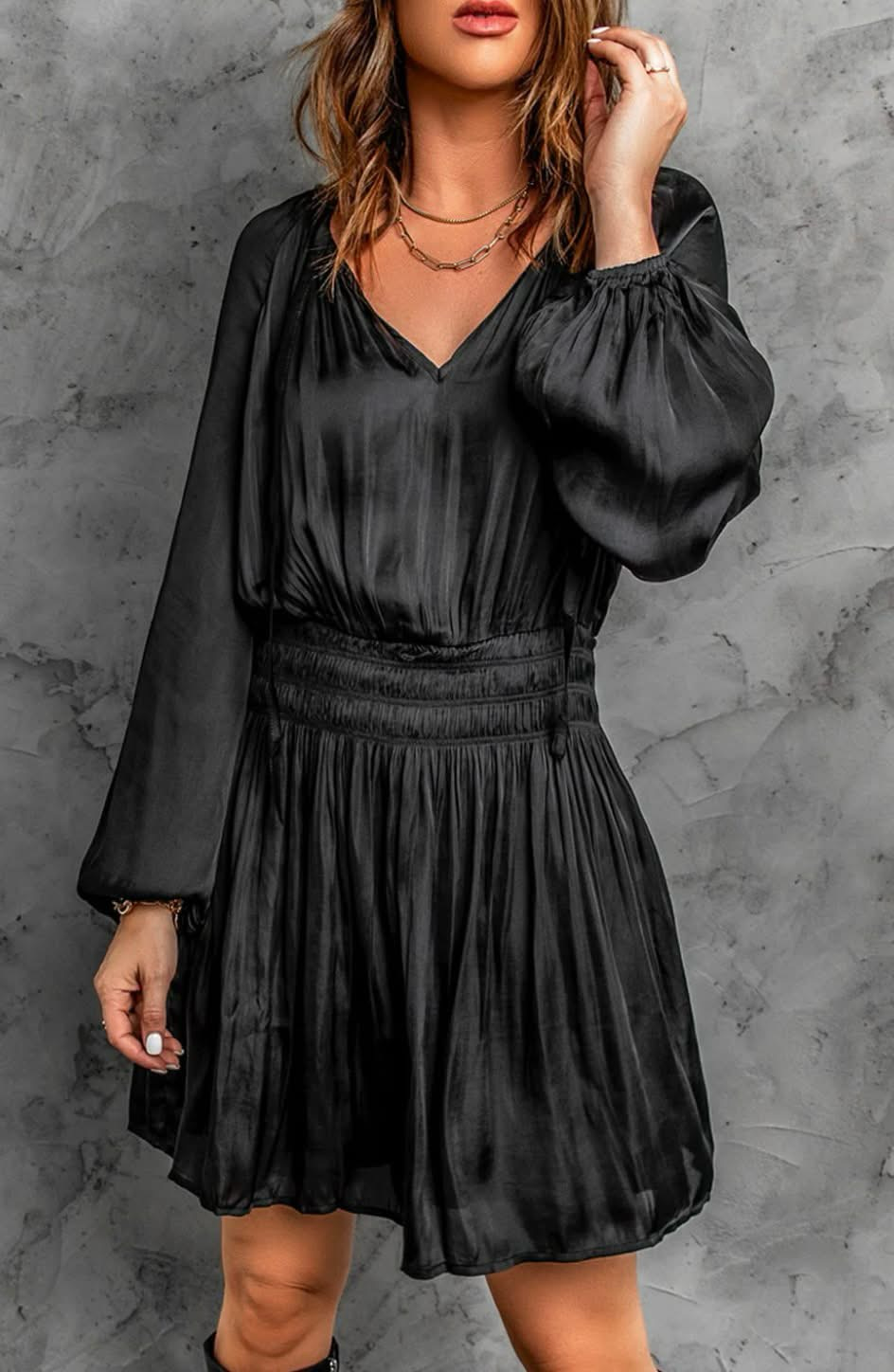 Eve Long Sleeves Elastic Waist Dress