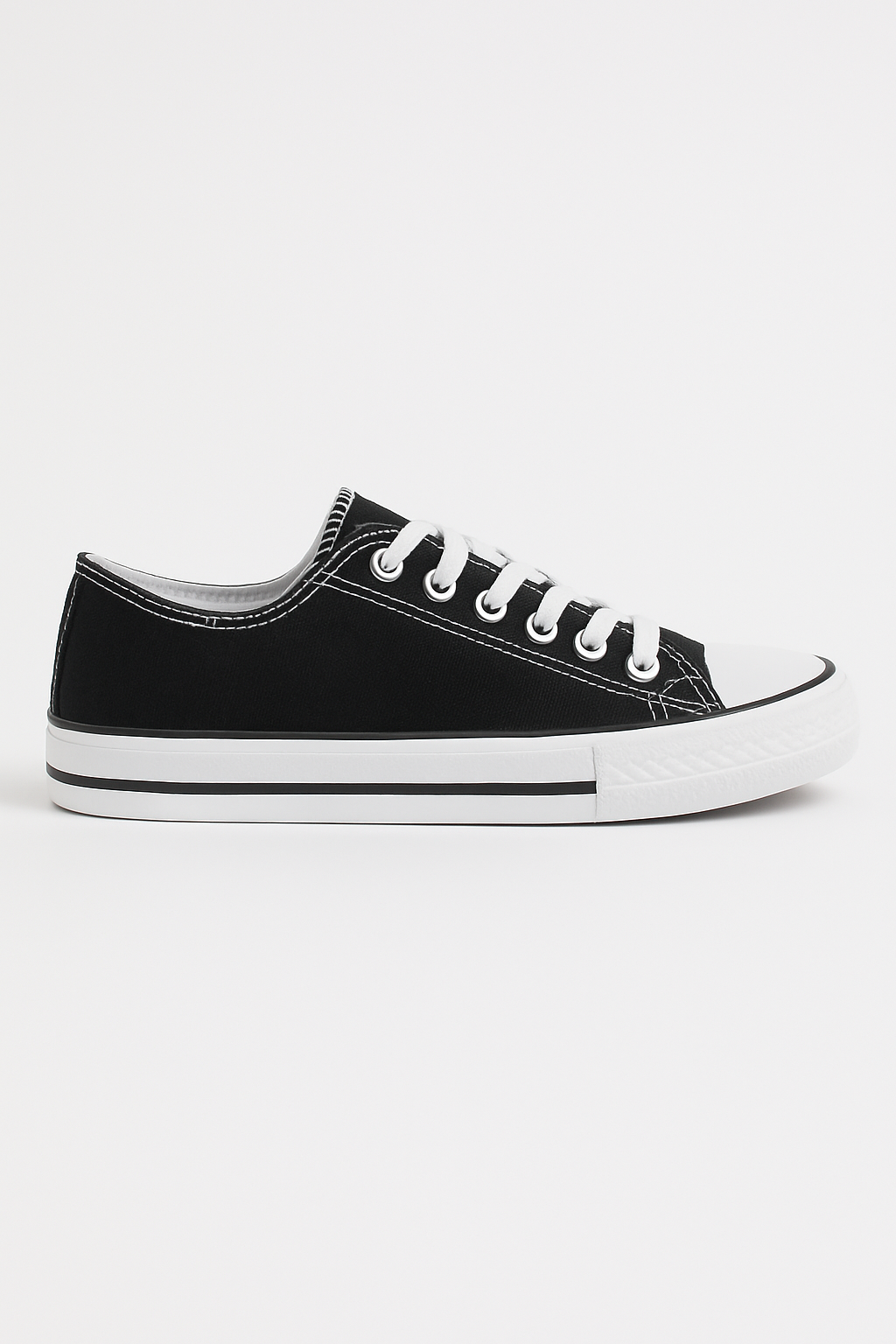 Black Canvas Lace Up Trainers