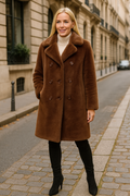 Button Up Longline Fur Coat