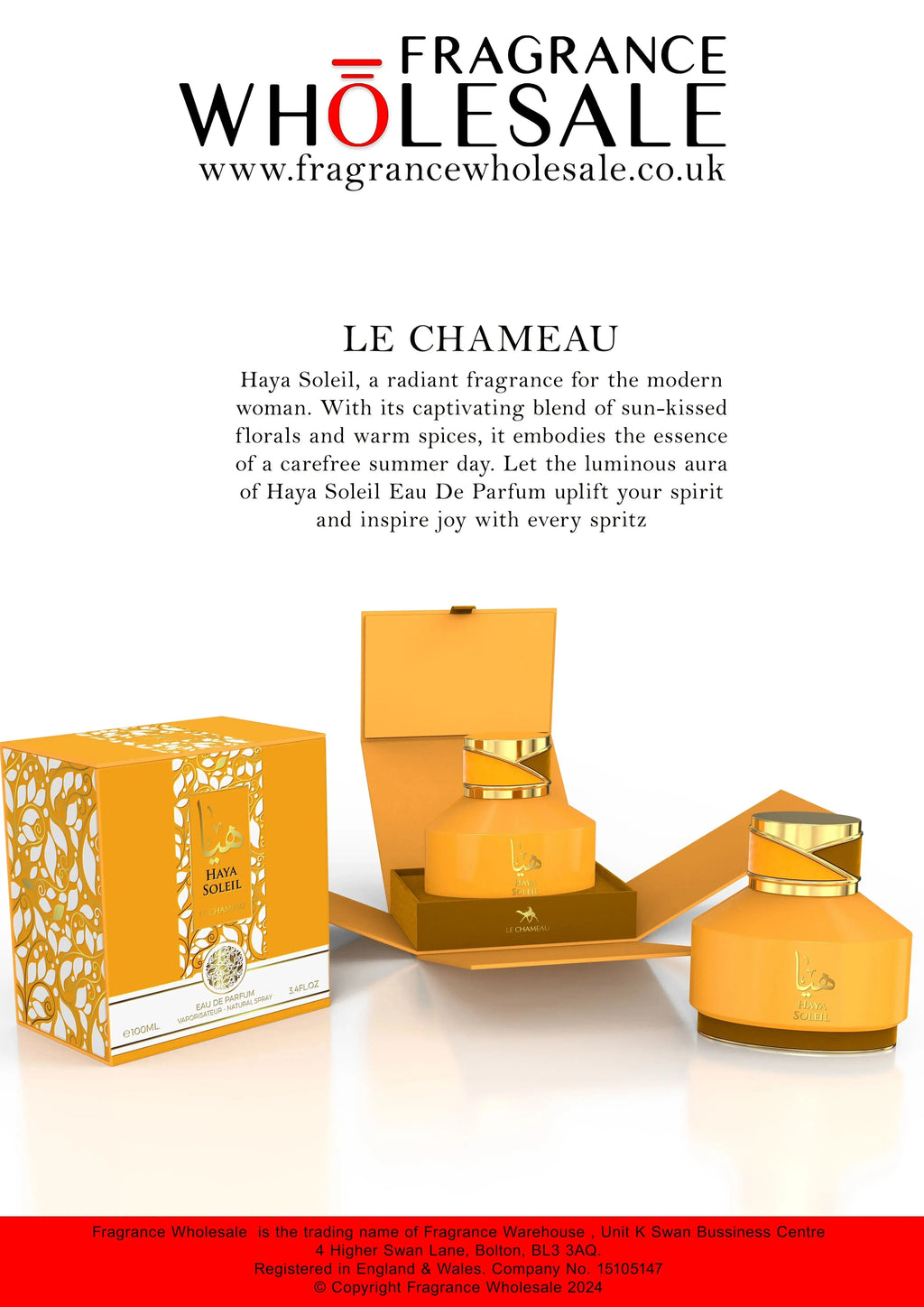 LE CHAMEAU Haya Soleil (Pour Femme) 100ML Eau De Parfum - Ivory Luxe