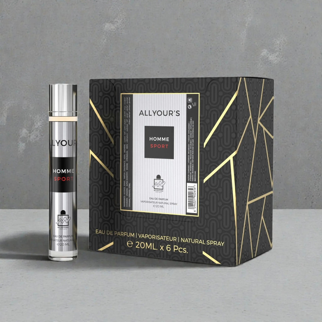 MILESTONE All Yours Homme Sport Eau De Parfum 5x 20ml Plus 1 Free Tester - Ivory Luxe