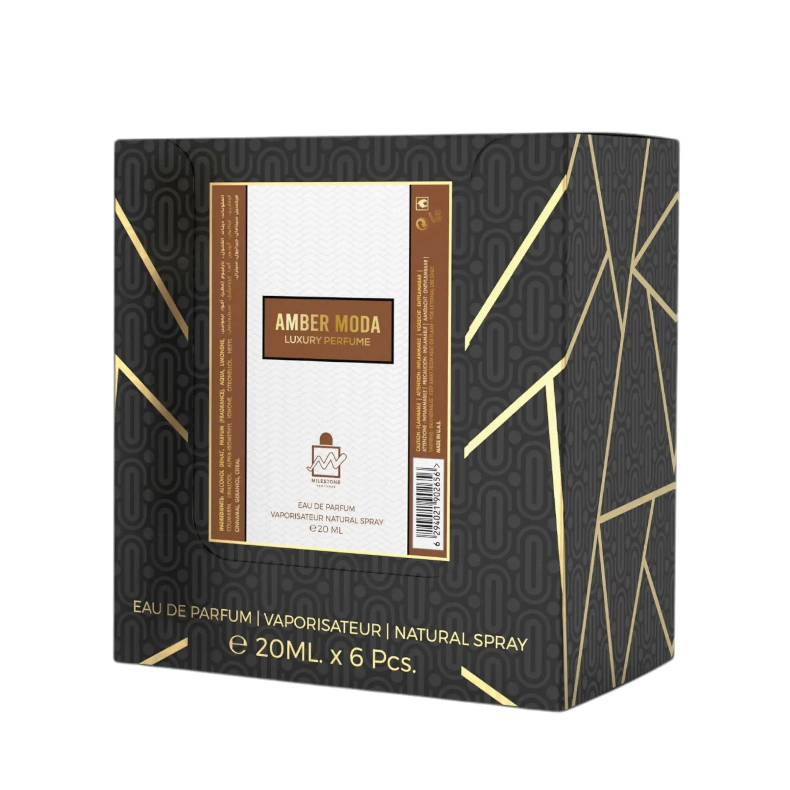 MILESTONE AMBER MODA Eau De Parfum 5x 20ml Plus 1 Free Tester - Ivory Luxe