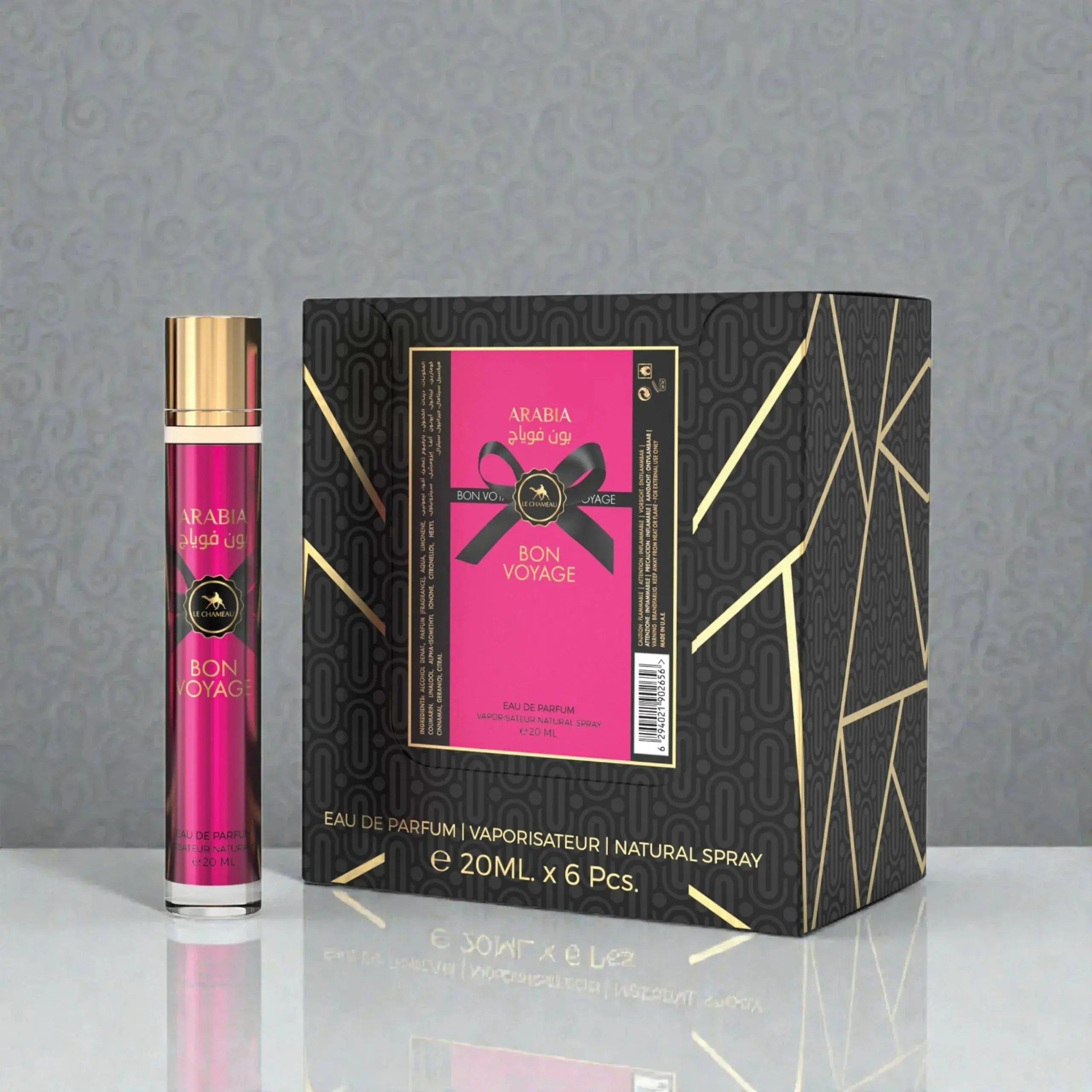 LE CHAMEAU Arabia Bon Voyage Eau De Parfum 23x 20ml Plus 1 Free Tester - Ivory Luxe