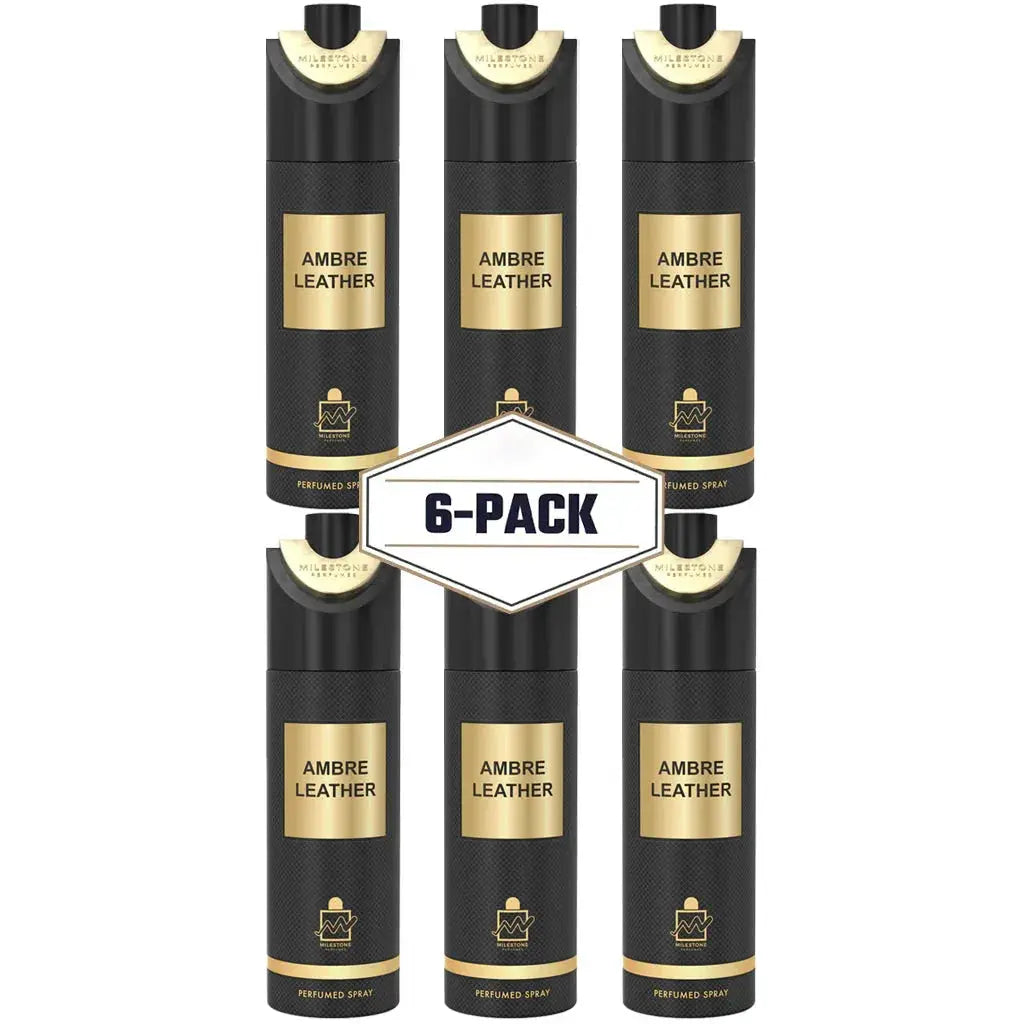 MILESTONE Ambre Leather (Unisex) 200ML Deodorant 6 Pack - Ivory Luxe