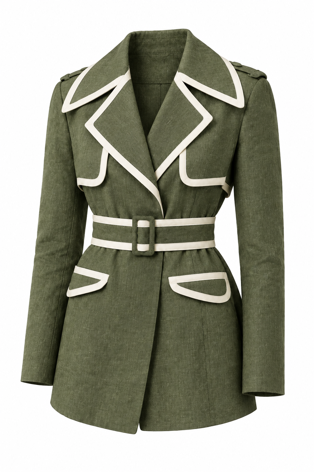 Army green linen blazer