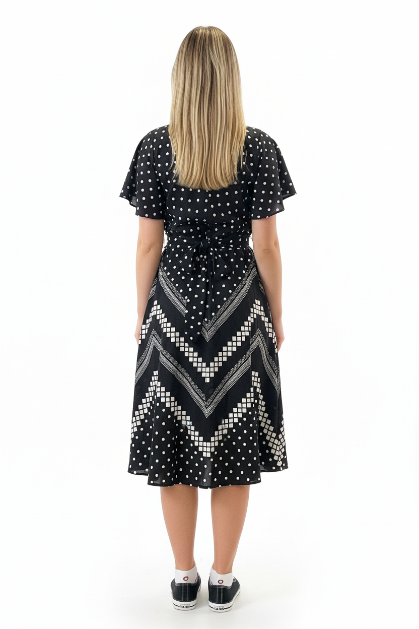 Back view - polka dot midi dress
