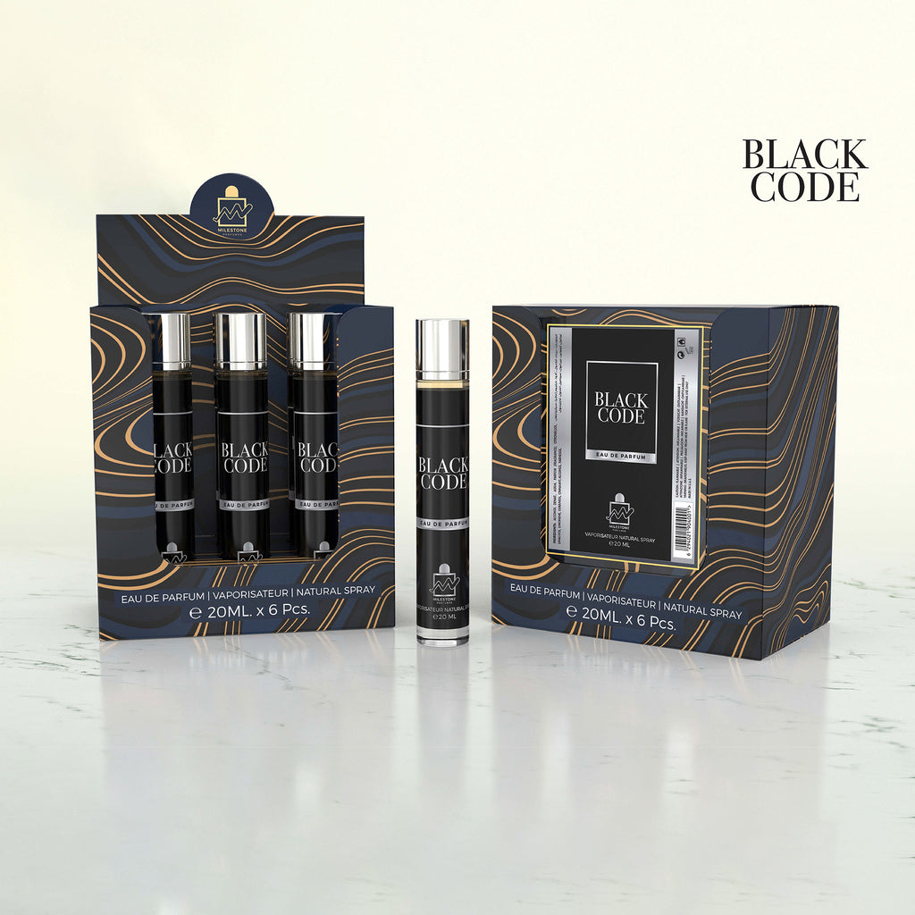MILESTONE Black Code (Pour Homme) Eau De Parfum 5x 20ml Plus 1 Free Tester