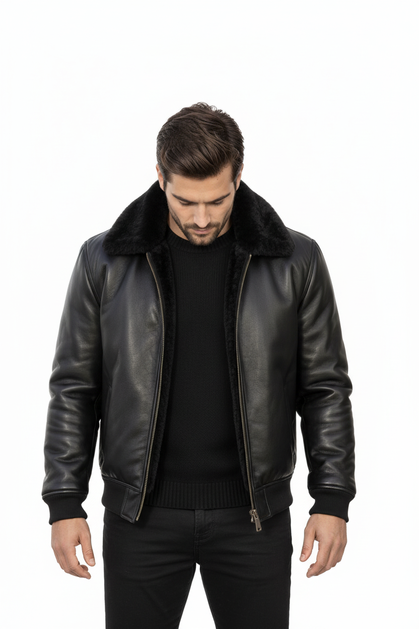 Black jacket front model