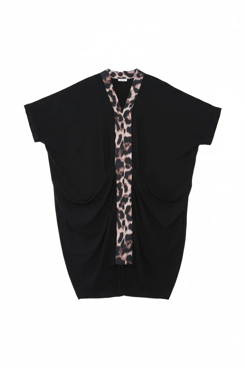 Black Leopard Print Kaftan Dress Plus Size UK 16-22 | One Size Oversized Curve Dress - Ivory Luxe