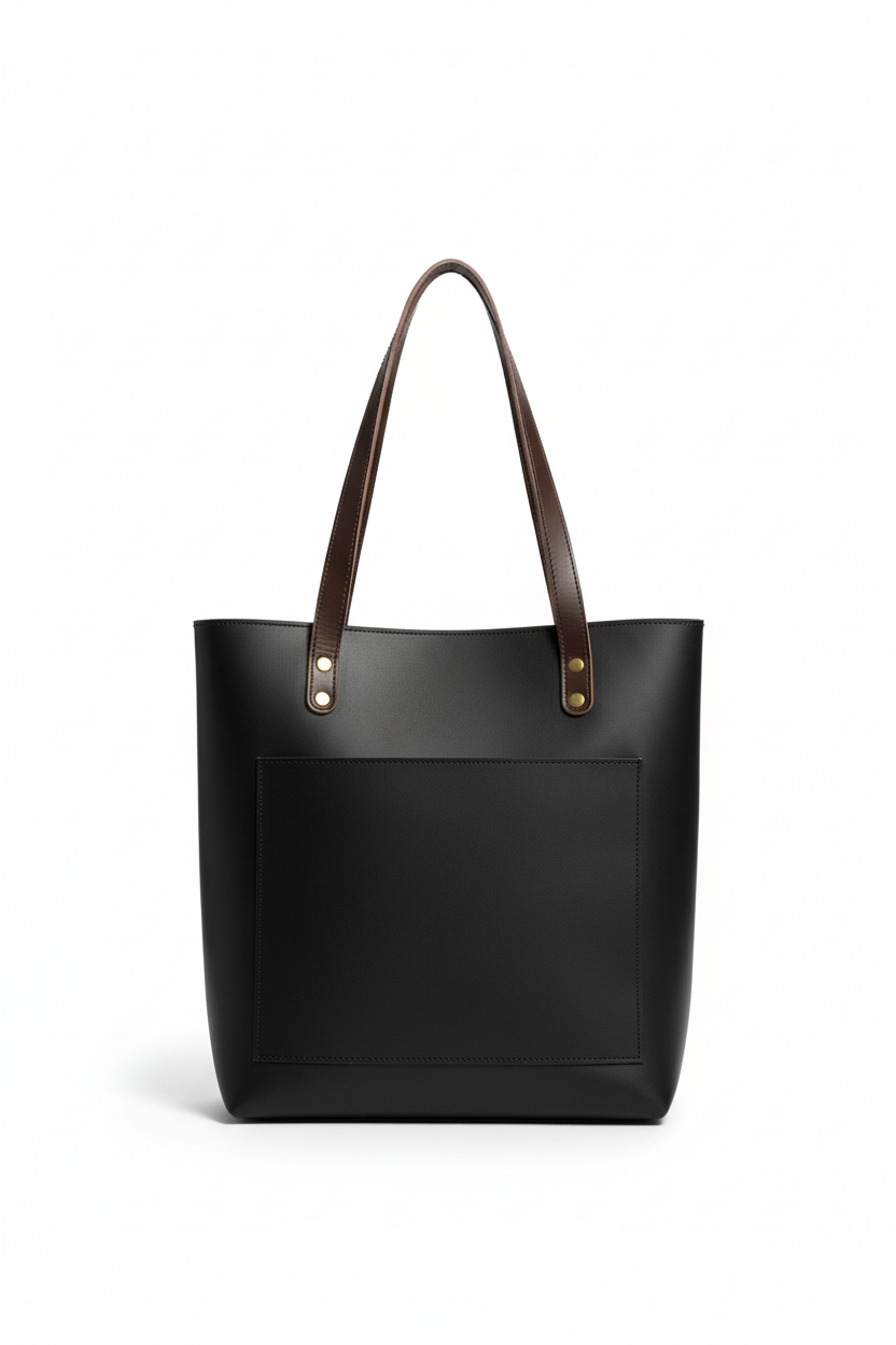 Black Leather Tote – White Background