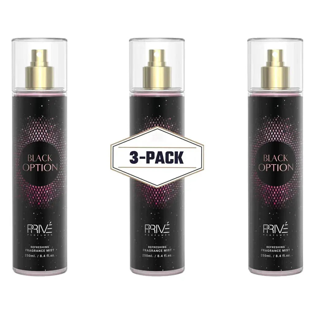 PRIVE Black Option (Pour Femme) - Body Mist - 250ml 3 PACK - Ivory Luxe