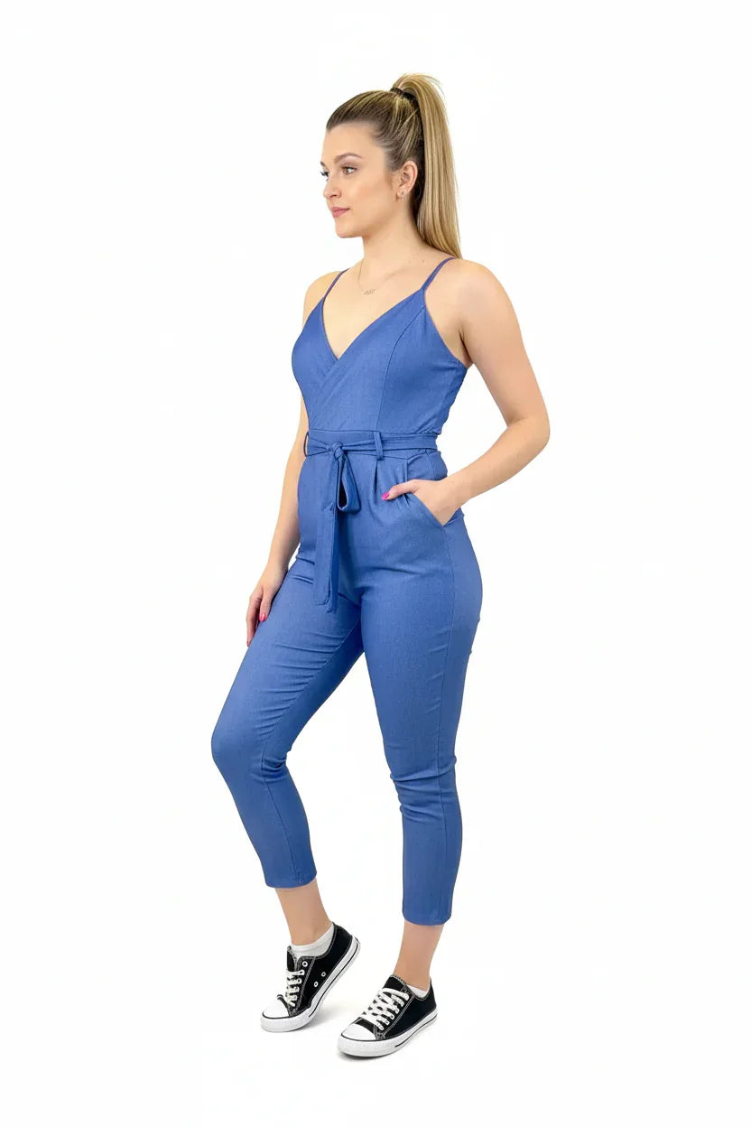 Women's Jumpsuit | One Size UK 8-14 | Tie Waist Occasion Wear - Ivory Luxe