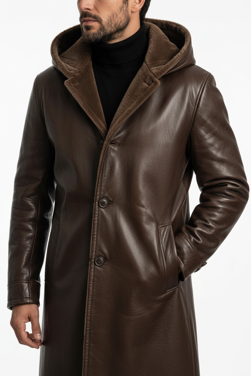 Brown Hooded Coat – Front