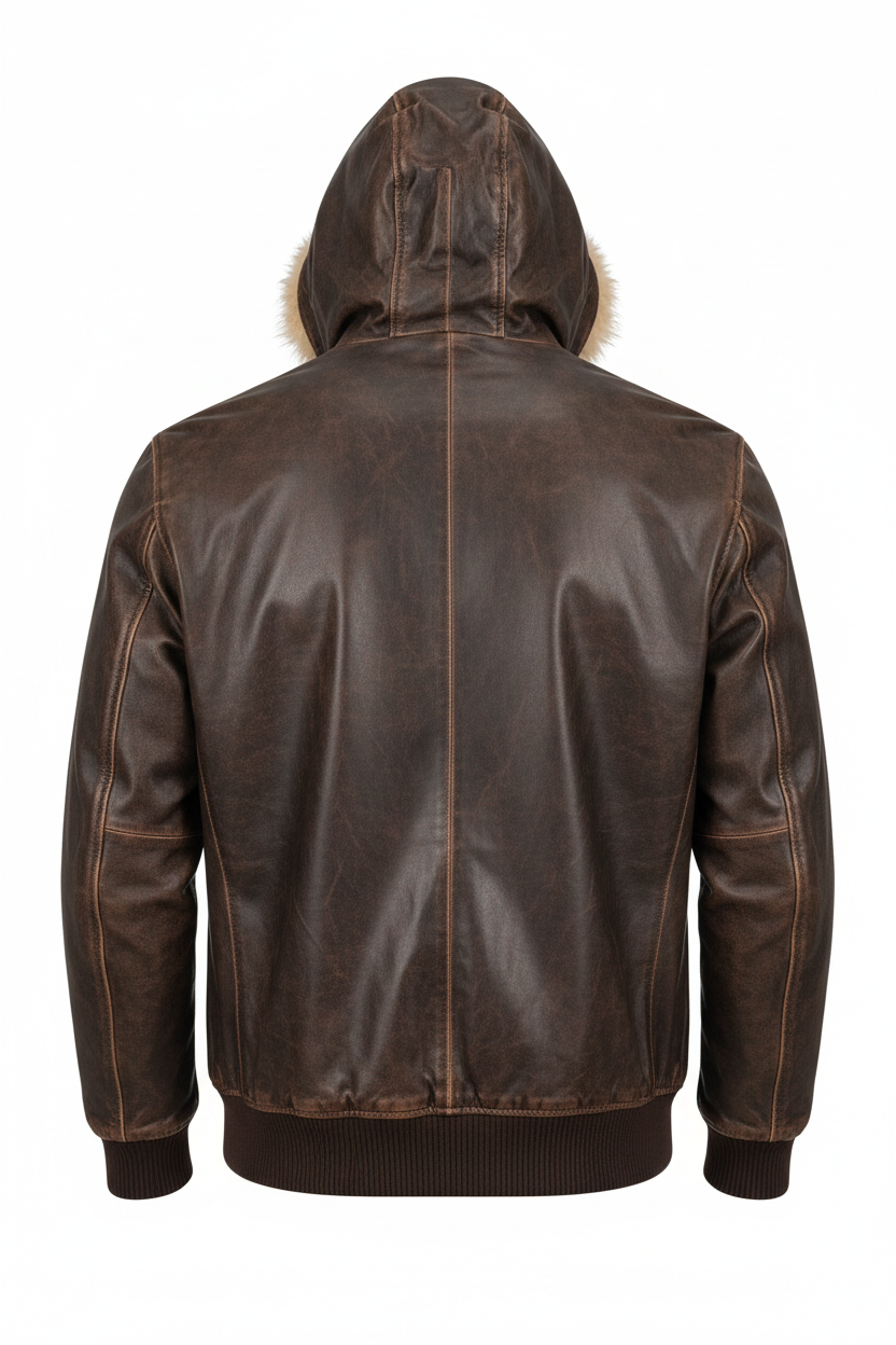 Brown hooded jacket back