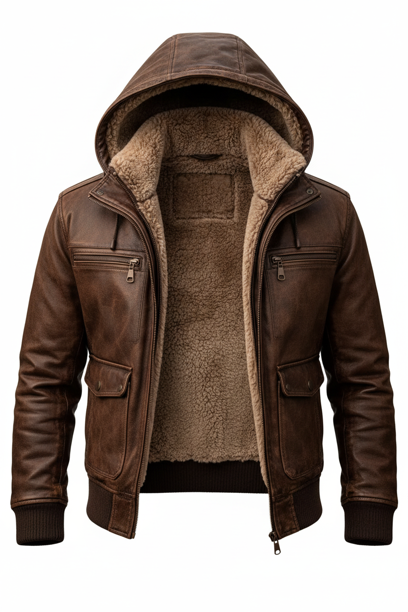 Brown hooded jacket interior correct lining