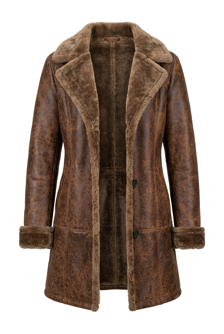 Brown jacket, open three-quarter view