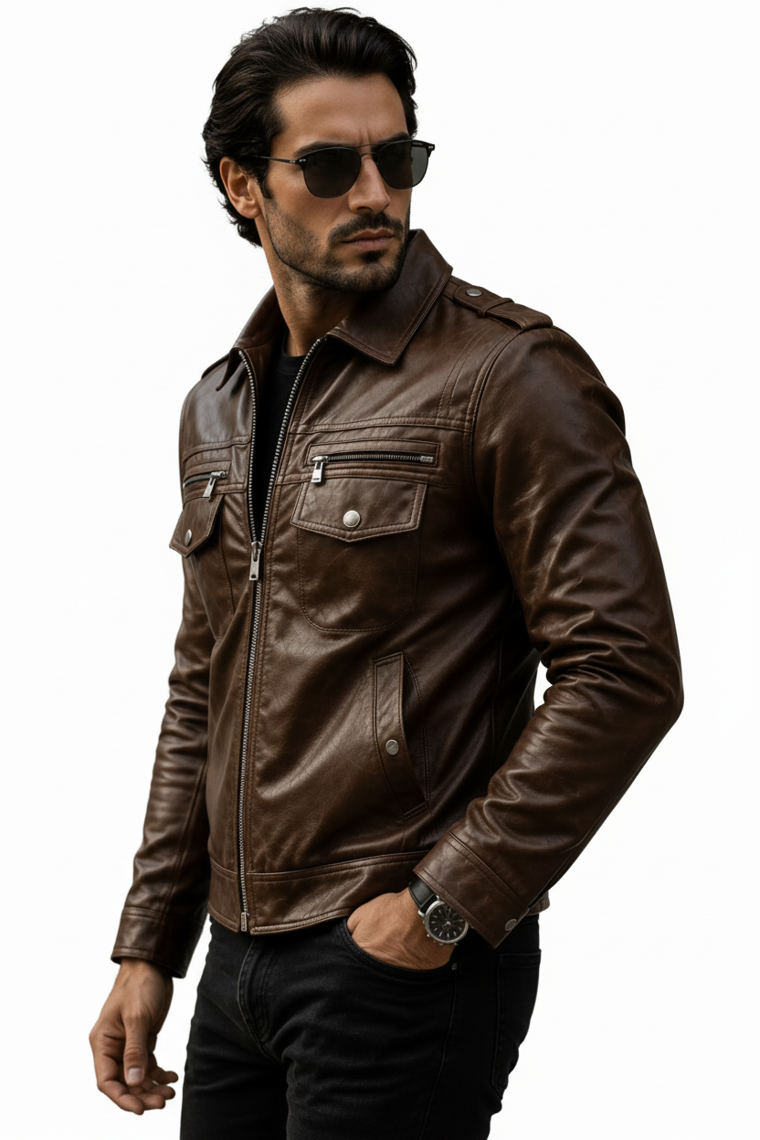 Brown trucker jacket 3/4 model